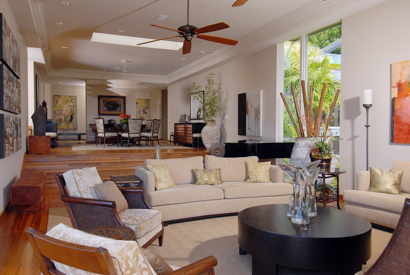Inspiration for a tropical living room in Hawaii.
