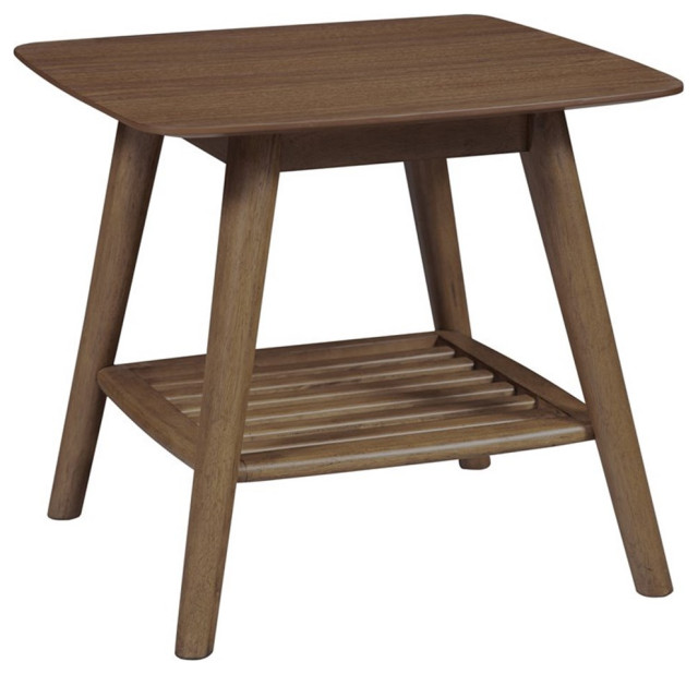 1Shelf MidCentury Wood End Table in Walnut Midcentury Side Tables And End Tables by