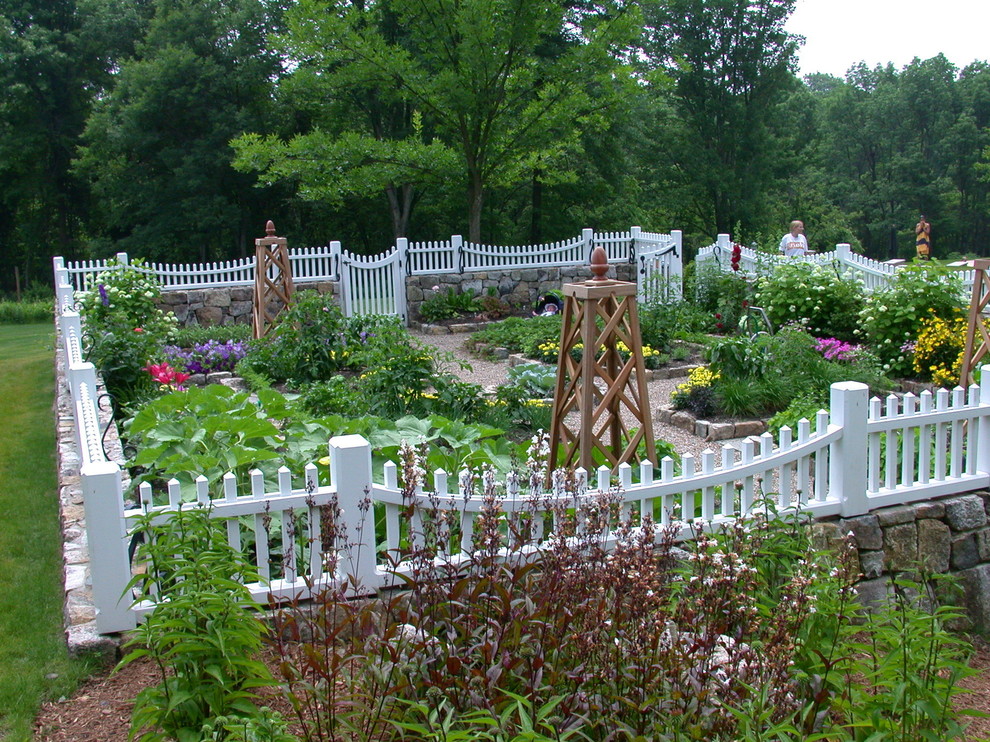 This is an example of a traditional garden in New York with a vegetable garden.