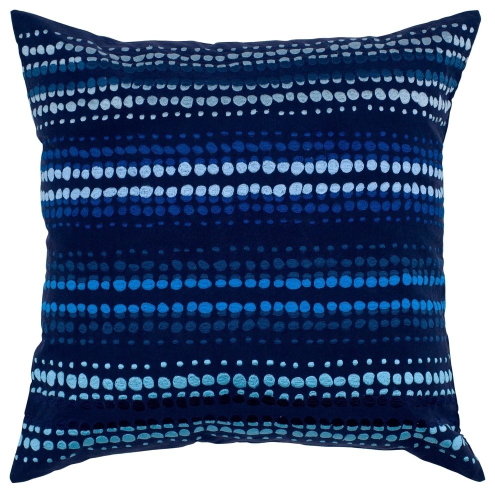 Rizzy Home Pillow Cover With Hidden Zipper, Indigo Blue And Blue, Set of 2