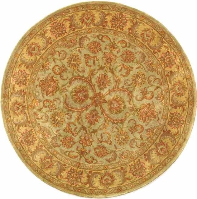 Heritage Area Rug, Green - Gold, Round 8'