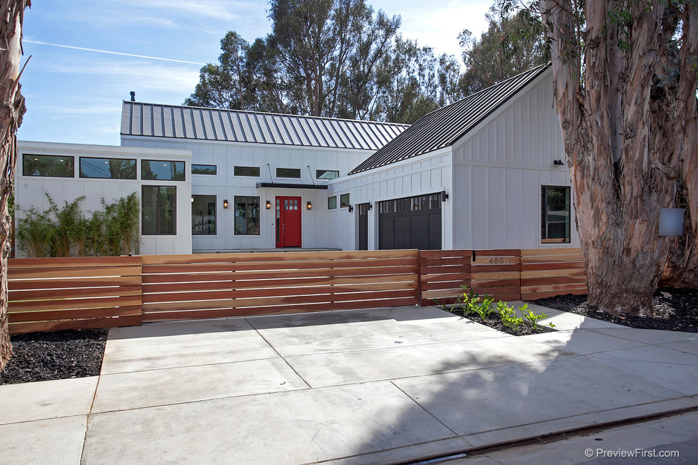 This is an example of a large country white exterior in Orange County.