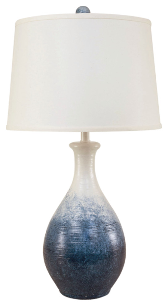 Ridged Navy Fade Teardrop Table Lamp Contemporary Table Lamps by