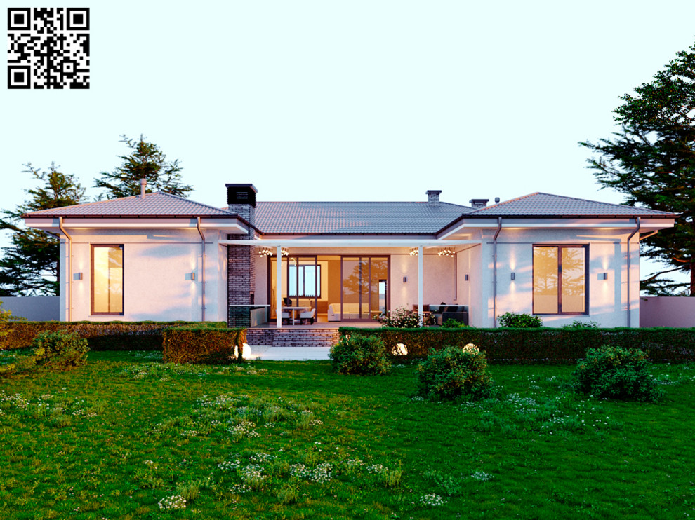 Одноэтажный дом в современном классическом стиле