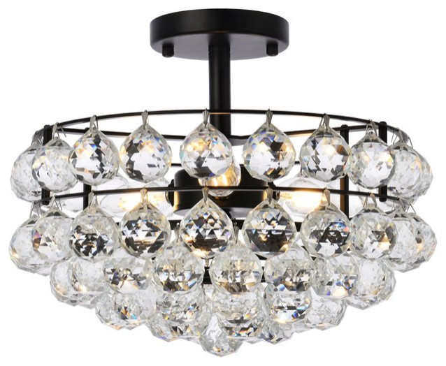 Savannah 3Light Flush Mount in Black Contemporary Flushmount