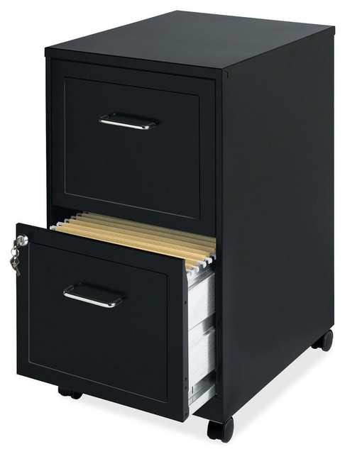 Black Metal 2-Drawer Filing Cabinet With Rolling Casters/Wheels ...