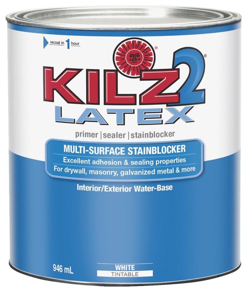 Kilz 2® Latex 20002 White Pigmented Primer Sealer/Stain Killer, 1Quart Contemporary Primers