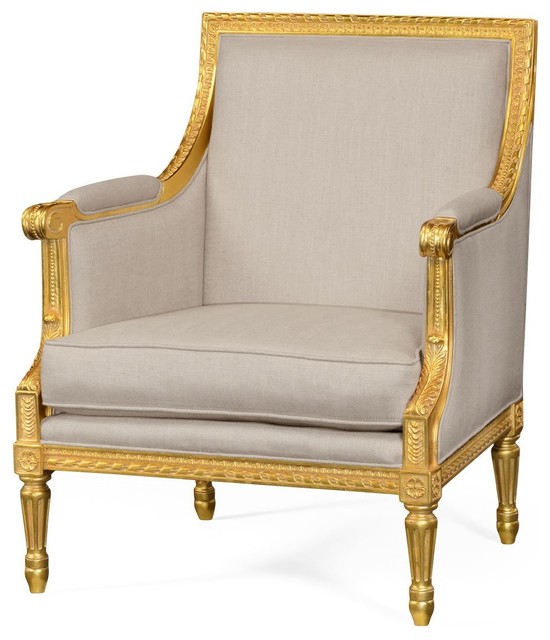 Louis XVI Style Gilded Jacob Bergere - Victorian - Armchairs And Accent  Chairs - by English Georgian America | Houzz