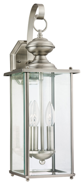 Sea Gull Lighting 2-Light Outdoor Lantern, Brushed Nickel