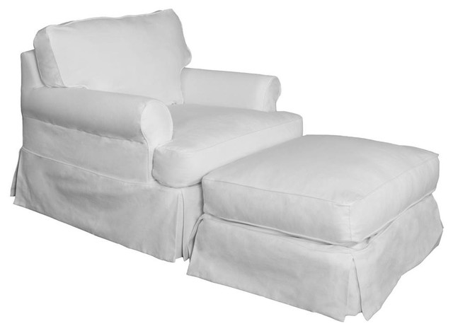 T Cushion Chair And Ottoman Slipcover Set Performance Fabric White