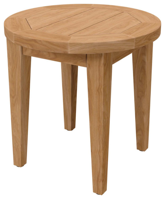 Lounge Coffee Side Table, Round, Brown Natural, Wood, Modern, Outdoor