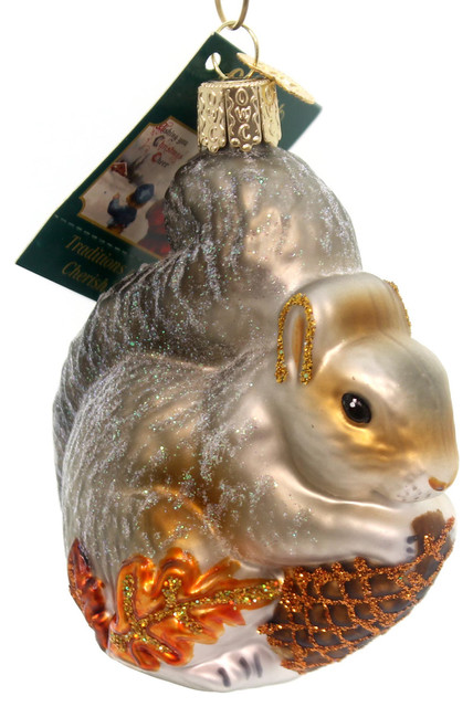 Old World Christmas Hungry Squirrel Glass Blown Ornament Rustic