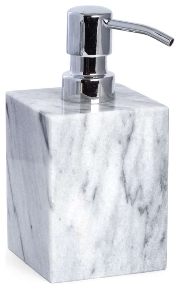 Marble Bath Soap Dispenser, Cloud Gray - Transitional - Soap & Lotion ...