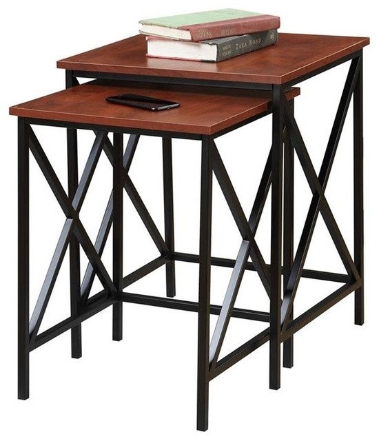 Pemberly Row 2 Piece Nesting End Table Set in Cherry