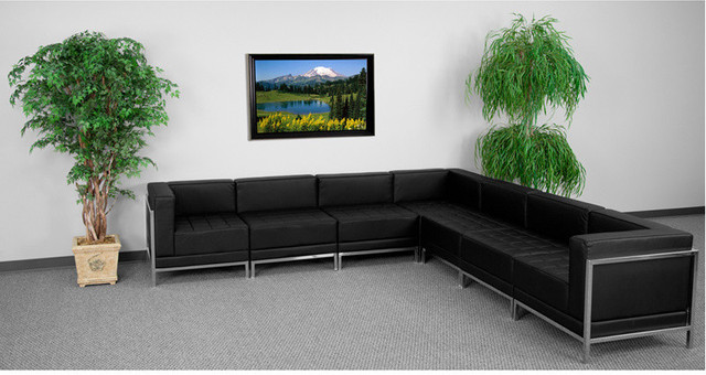 Flash Hercules Imagination Series Black Leather Sectional Configuration 7 Pieces Flash Hercules Imagination Series Black Leather Sectional Configuration 7 Pieces