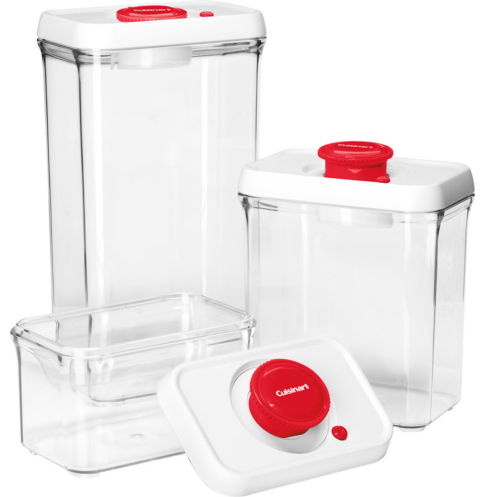 Cuisinart Fresh Edge 6-Piece Vacuum Sealed Food Storage Containers, Red