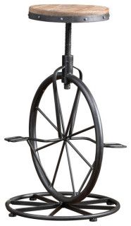 GDF Studio Charles Bicycle Wheel Adjustable Bar Stool