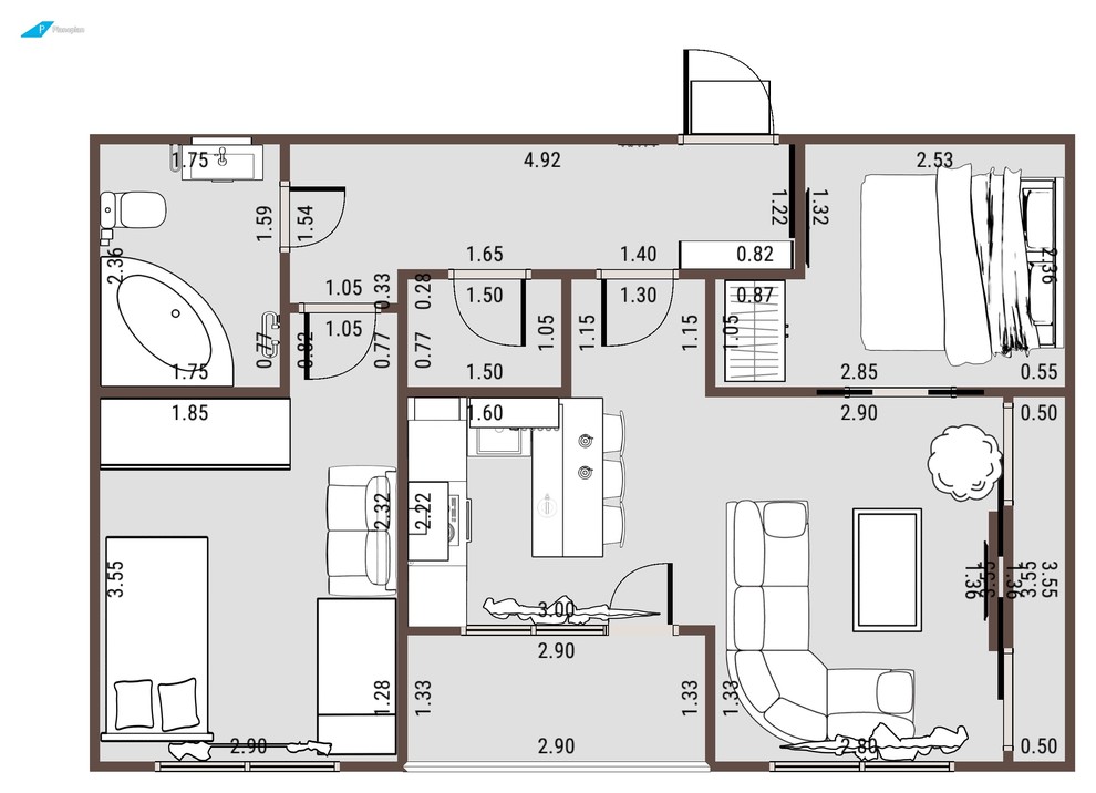 2 room apartment on the river