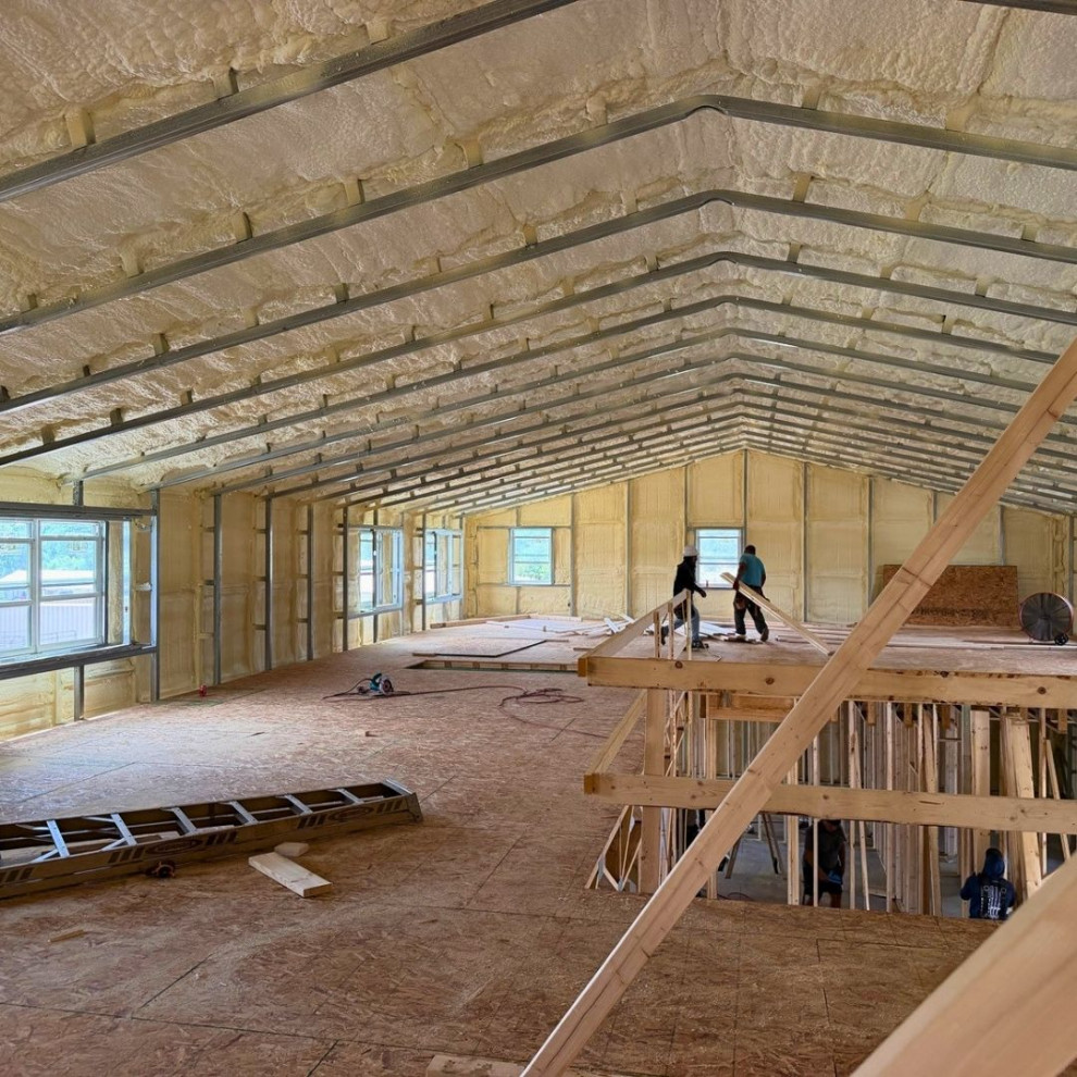 Residential Barndominium First-Floor Layout + Second-Floor Framing