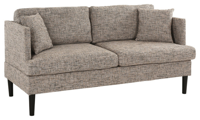 Modern Love Seat Couch With 2 Matching Pillows High Density Foam Ash Brown