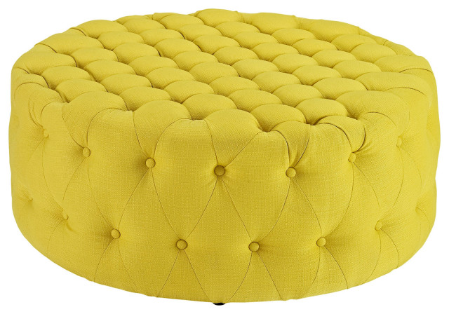 Button Tufted Ottoman, Round Circle Tufted Coffee Table Cocktail ...