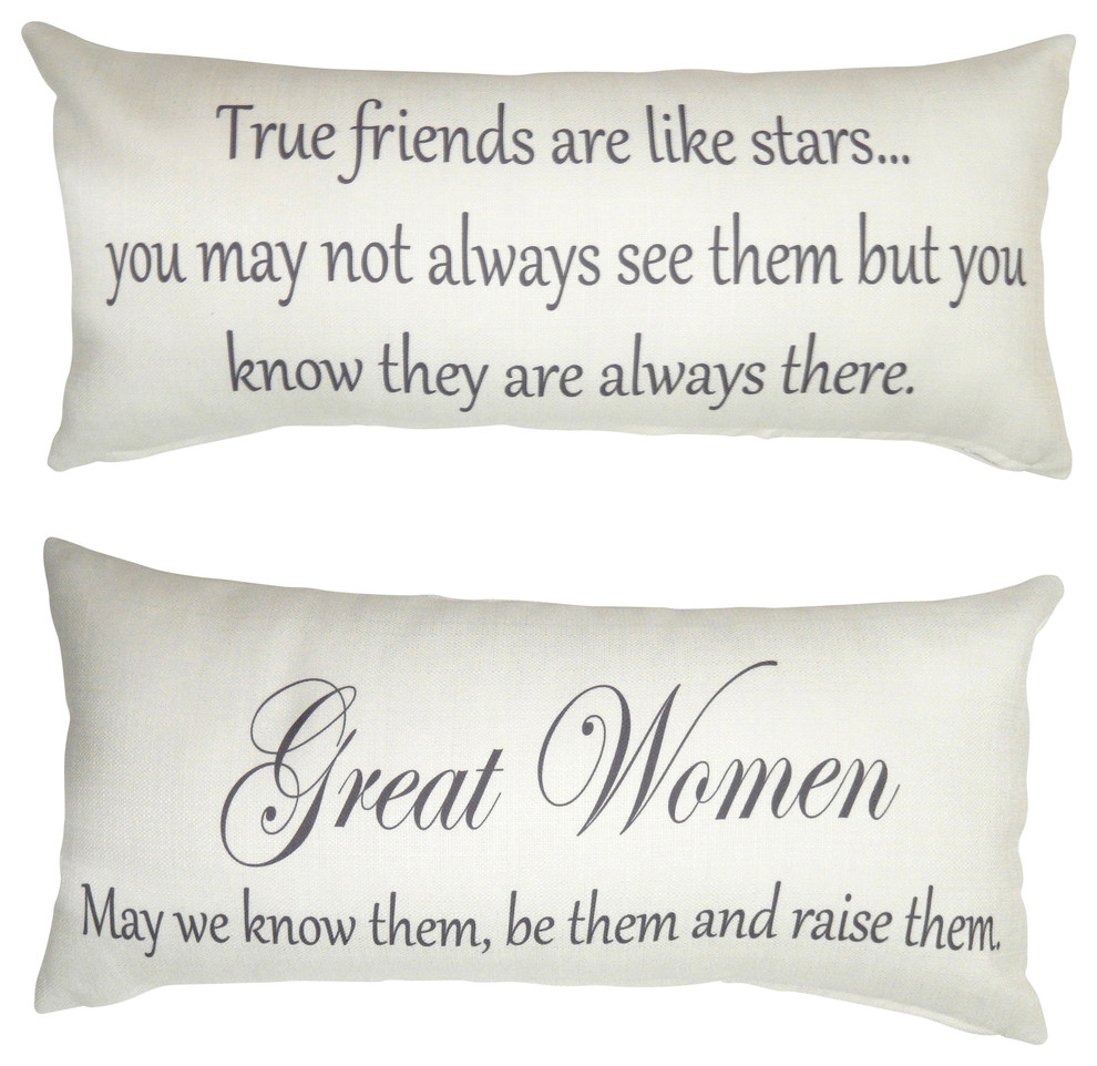 True Friends Great Women Quote Ivory Double Sided Friendship Pillow
