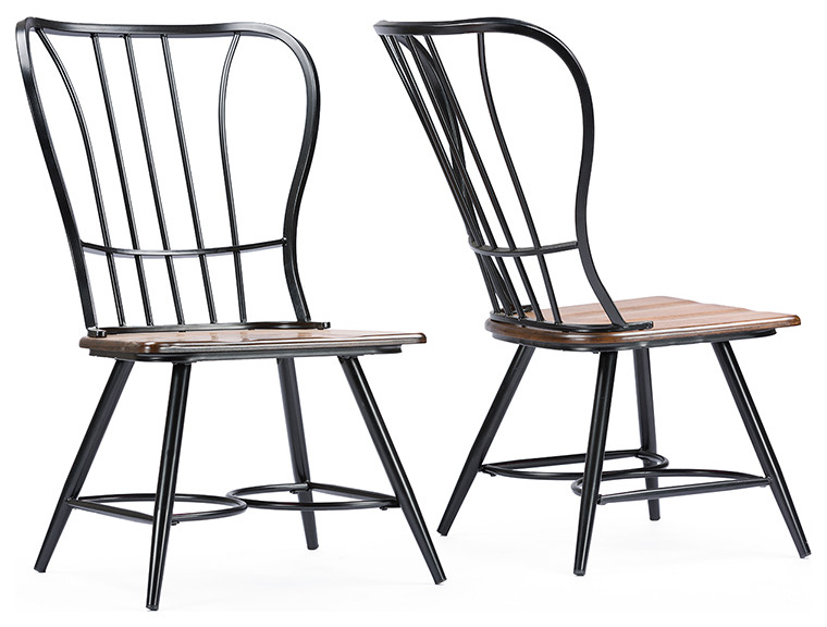 Baxton Studio Longford Black Metal Vintage Industrial Set of 2 Dining