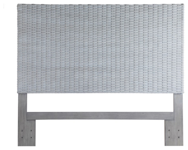 Panama Jack Driftwood Cool White Wicker / Rattan Woven Twin Headboard
