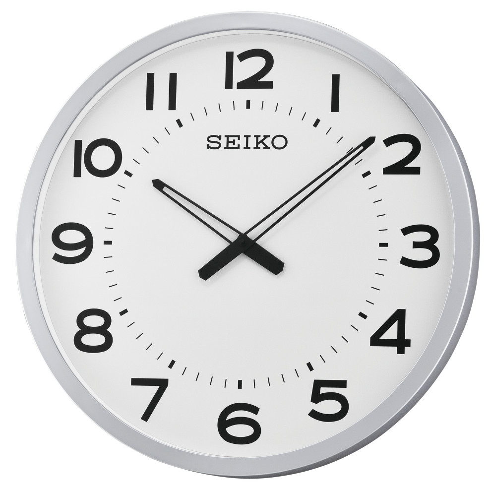 Seiko Clocks, 20" UltraModern SilverTone Framed Wall Clock