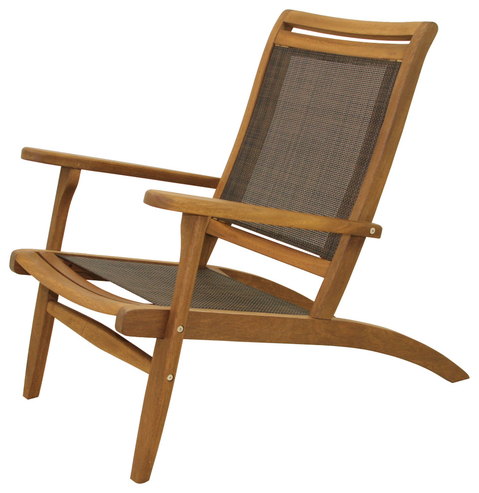 Dark Brown Sling and Eucalyptus Lounger - Tropical - Outdoor Lounge Chairs  - by Outdoor Interiors | Houzz
