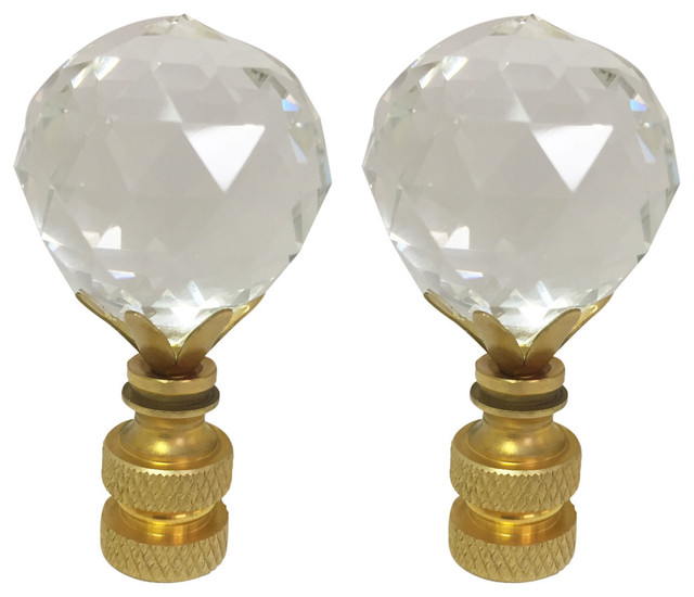 Royal Designs Ceramic Sphere Black Lamp Finial with Polished Brass Base