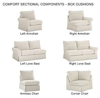 PB Comfort Roll Arm Armless Love Seat, Polyester Wrap, Brushed Canvas Natural