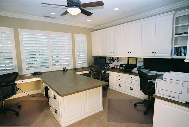 High Ceiling Converted To Home Office Traditional Home