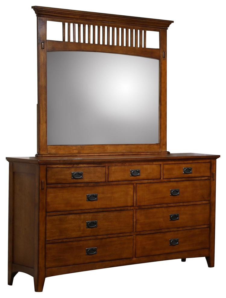 Sunset Trading Tremont Dresser And Mirror Set, Distressed Brown