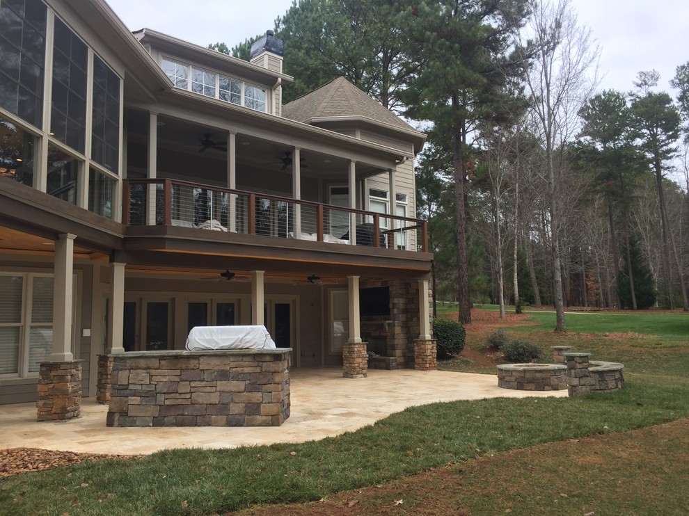 Charlotte NC Trex deck, Eze-Breeze porch, travertine patio ...