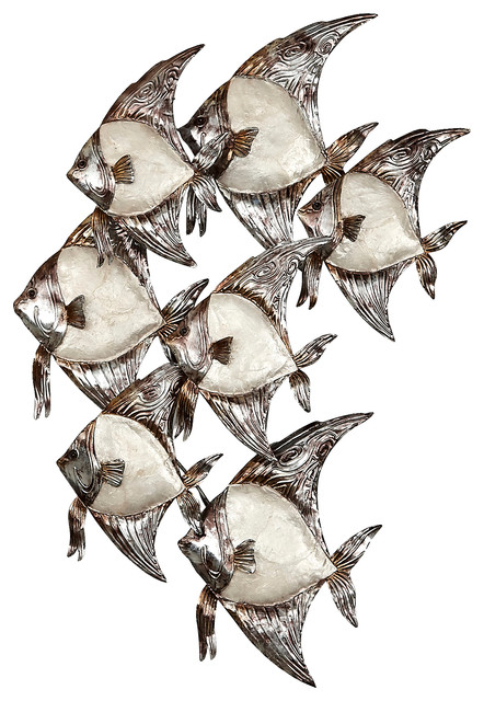 Metal Fish Wall Decor capiz banner fish wall decor - beach style - metal wall art - Metal Fish Wall Decor capiz banner fish wall decor - beach style - metal wall art -