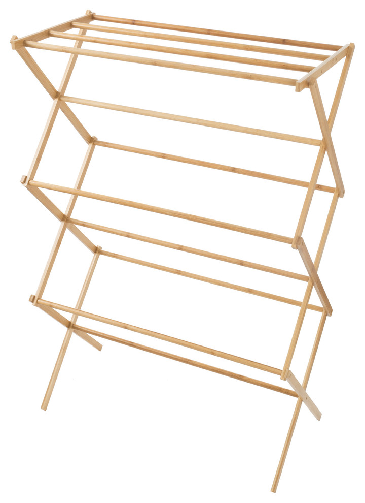 Bamboo Clothes Drying Rack Collapsible and Compact By Lavish Home