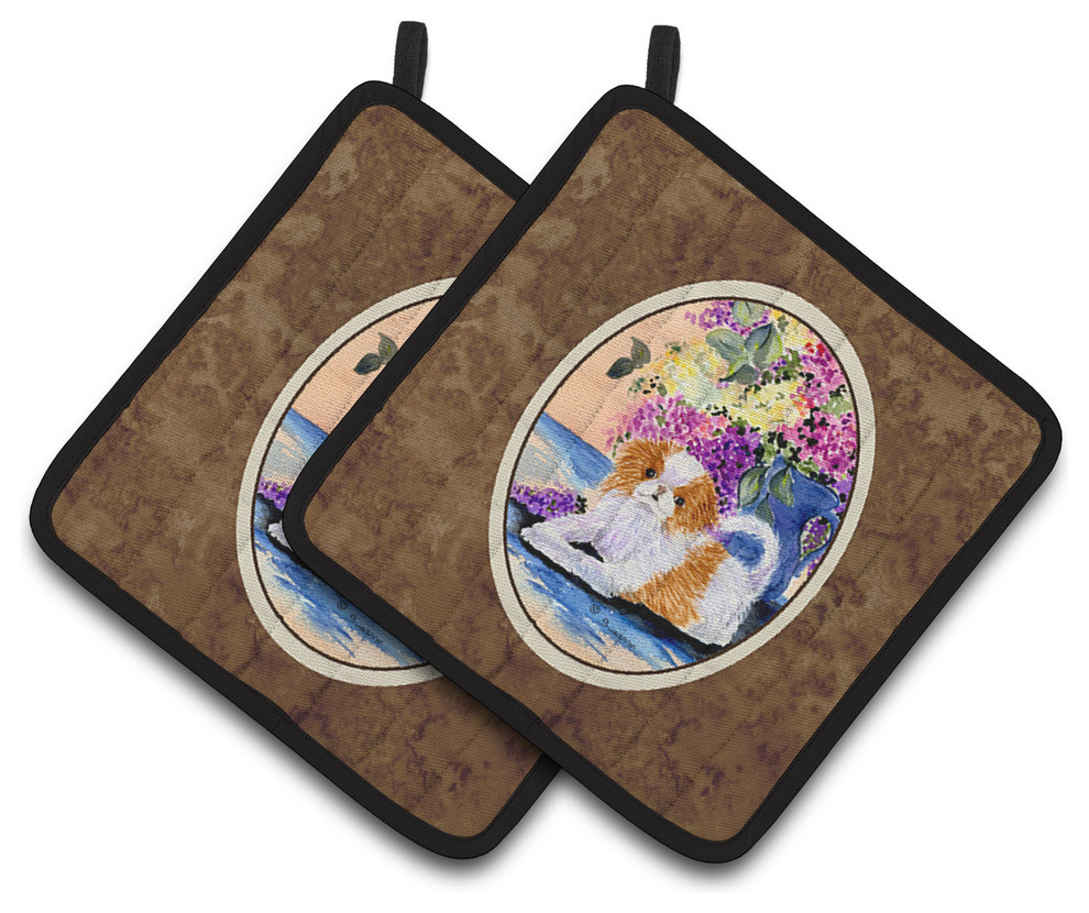 Japanese Chin Pot Holders, Set of 2 Contemporary Oven Mitts And Pot