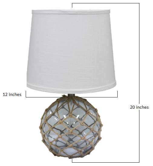 Glass and Net Finish Table Lamp With White Linen Shade - Beach Style ...
