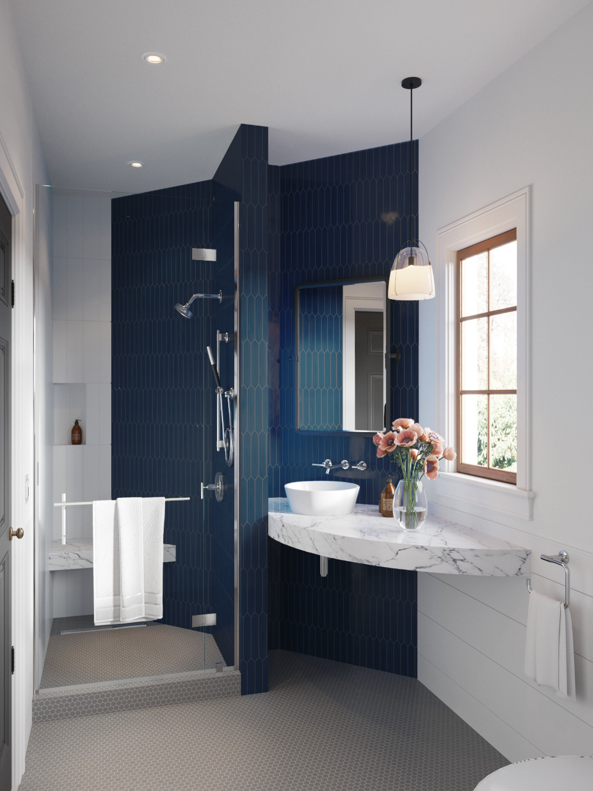 Apex NC  Farmhouse - Guest Bath Rendering