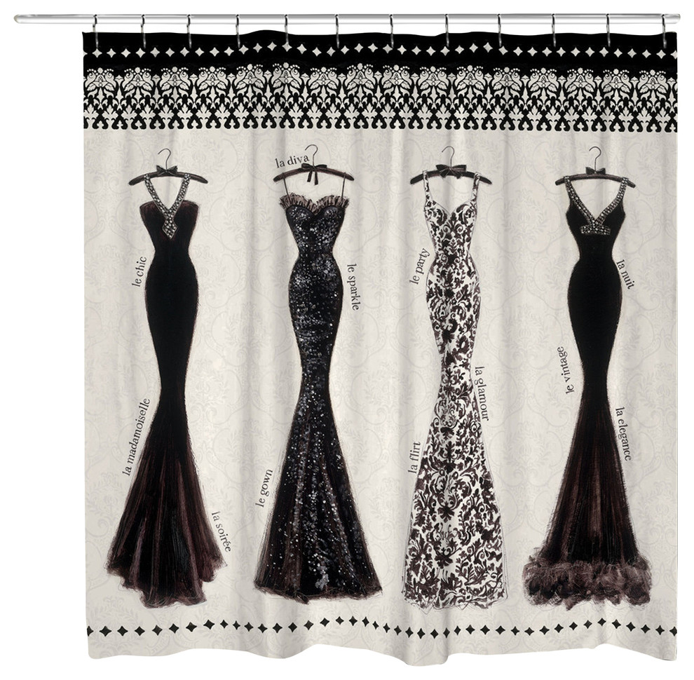 Couture Noir Shower Curtain Contemporary Shower Curtains By