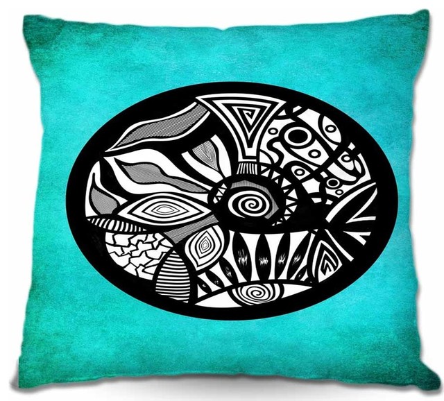 Abstract Circle Turquoise Throw Pillow, 20"x20"
