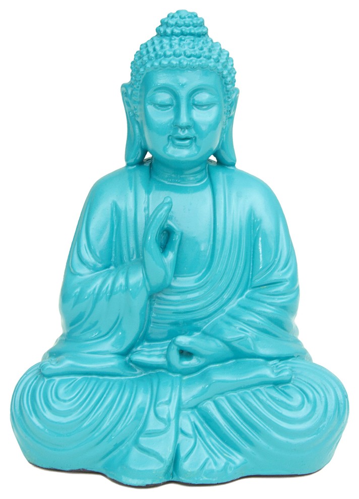 BUDDHAFIGUREN/Billy Held Statue de Bouddha en résine Turquoise 20 cm