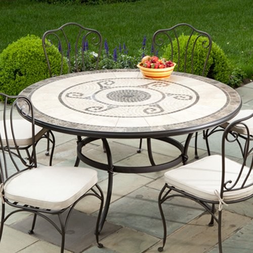 Alfresco Home Ravello 60 in. Round Mosaic Dining Table