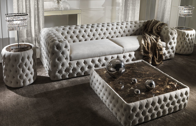Chelsea Sofa, Chelsea Square Coffee Table, Dot Side Table, Byro - - by Cassoni Furniture Accessories | Houzz