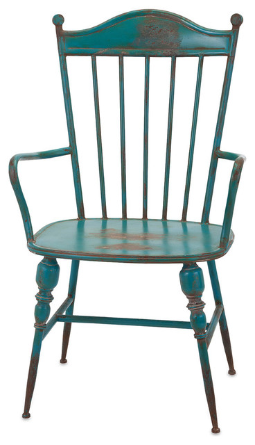 Metal Arm Chair in Teal Finish