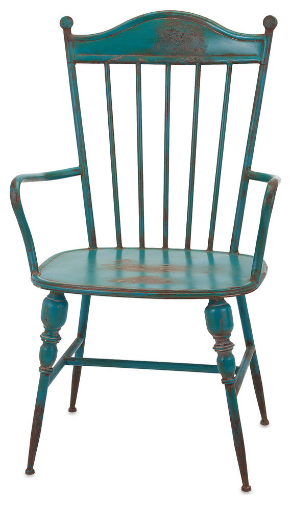 Metal Arm Chair in Teal Finish