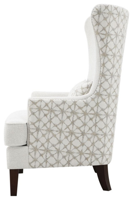 Pemberly Row Upholstered Fabric Accent Chair with Wingback in Latte ...
