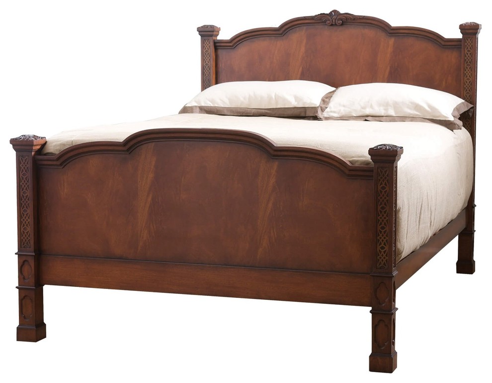 Chippendale Mahogany Bed, Queen Traditional Panel Beds by English