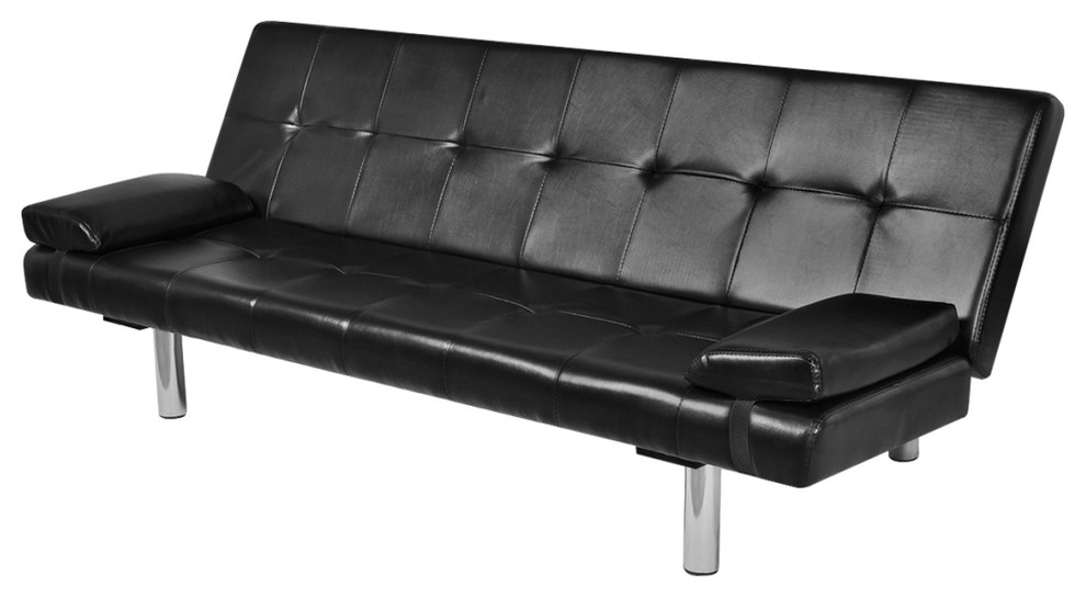 Vidaxl Sofa Bed W Two Pillows, Black And White Leather Sofa Bed